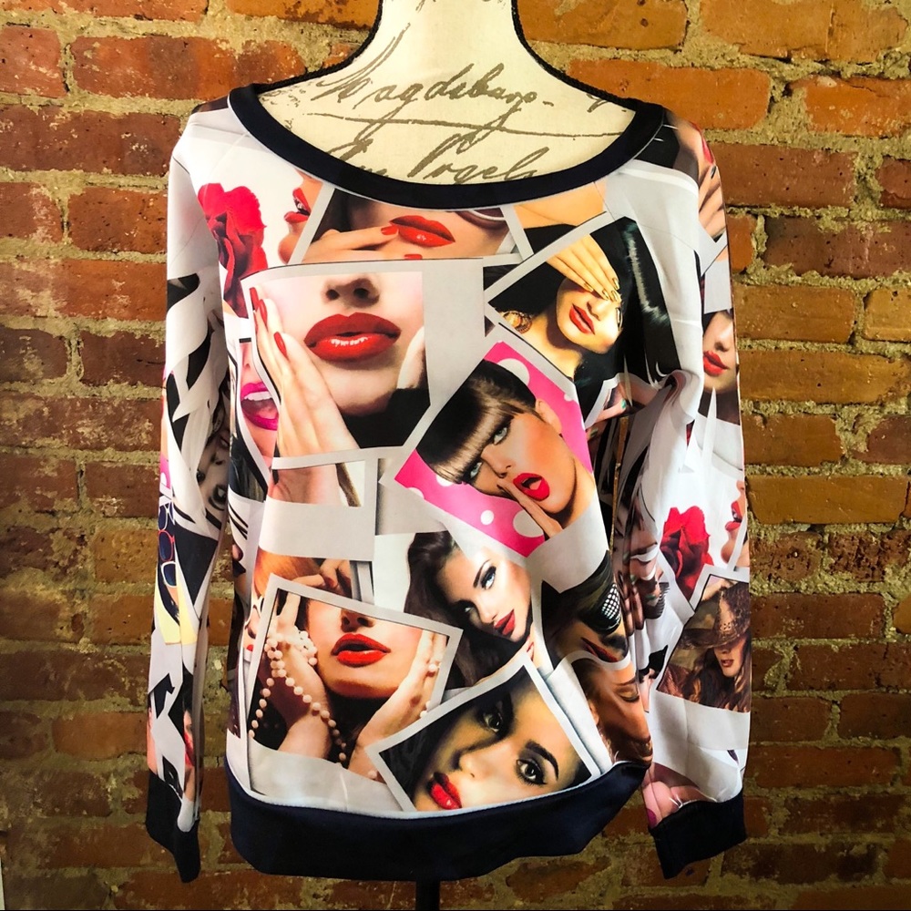 ๐HP๐Vintage 90s Blush Fashion Models Pop Art Top - Picture 2 of 7